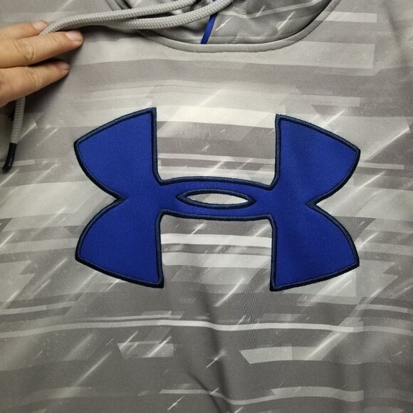 Under Armour Shirt Mens Medium Gray Loose Fit Pullover Sweatshirt Hoodie *Read* - Picture 2 of 13